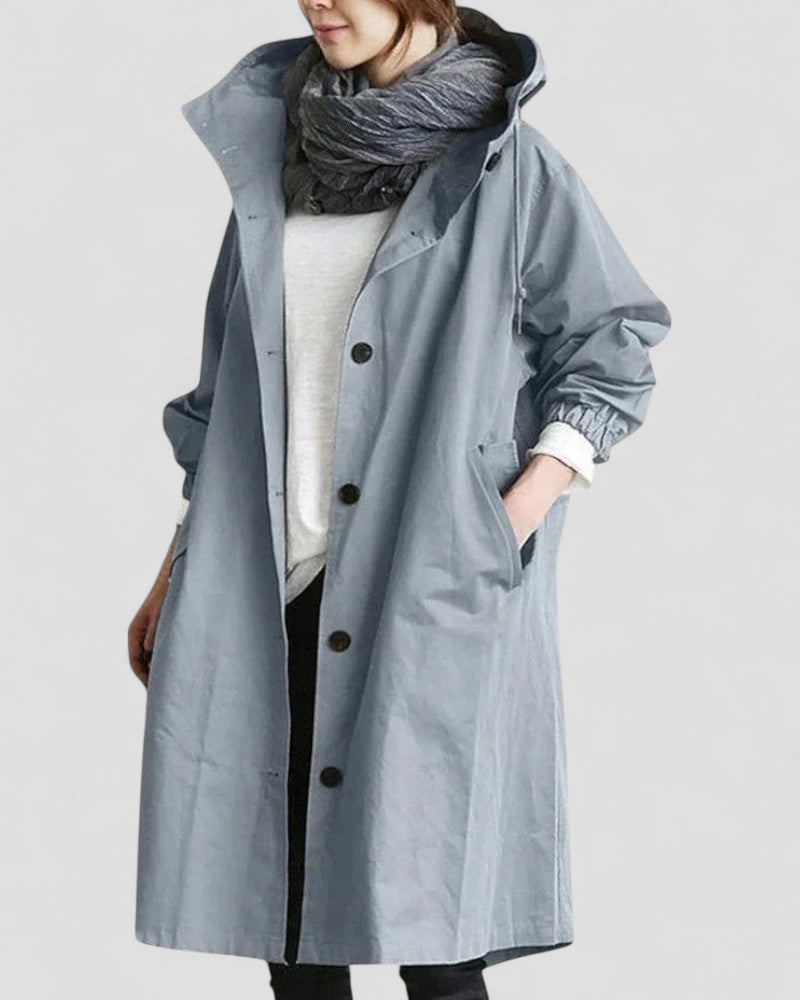 Elarova | Eleganter Trenchcoat mit Kapuze für Damen