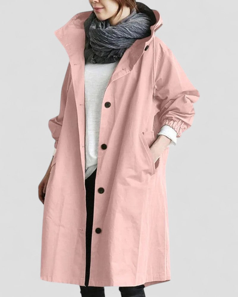 Elarova | Eleganter Trenchcoat mit Kapuze für Damen