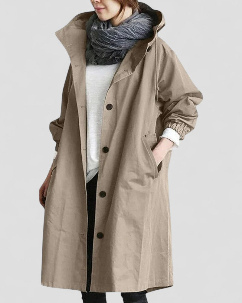 Elarova | Eleganter Trenchcoat mit Kapuze für Damen