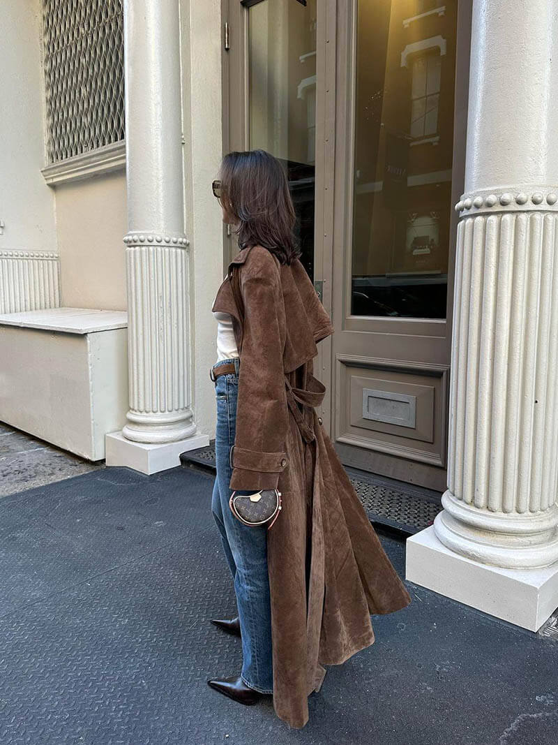 Elarova | Eleganter Wildleder-Trenchcoat für Damen