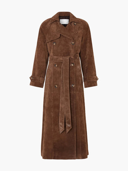 Elarova | Eleganter Wildleder-Trenchcoat für Damen