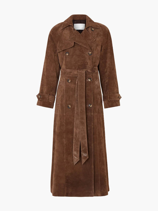 Elarova | Eleganter Wildleder-Trenchcoat für Damen