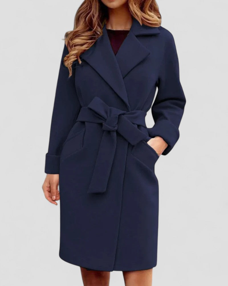 Elarova | Eleganter karierter Wintermantel mit Schnürung für Damen