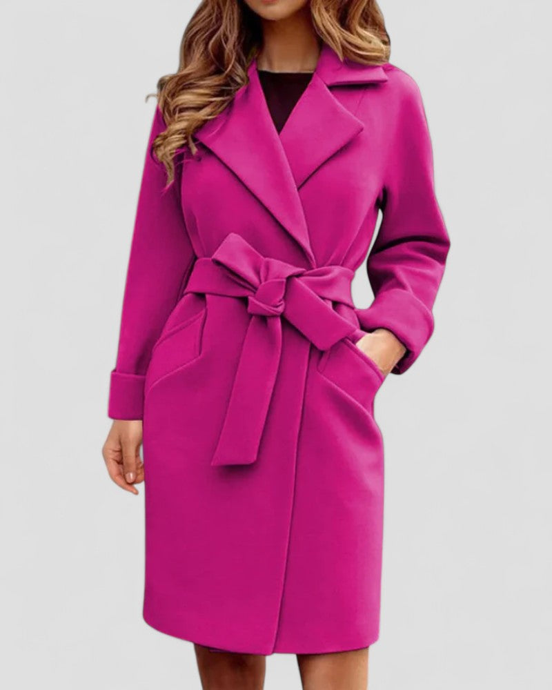 Elarova | Eleganter karierter Wintermantel mit Schnürung für Damen