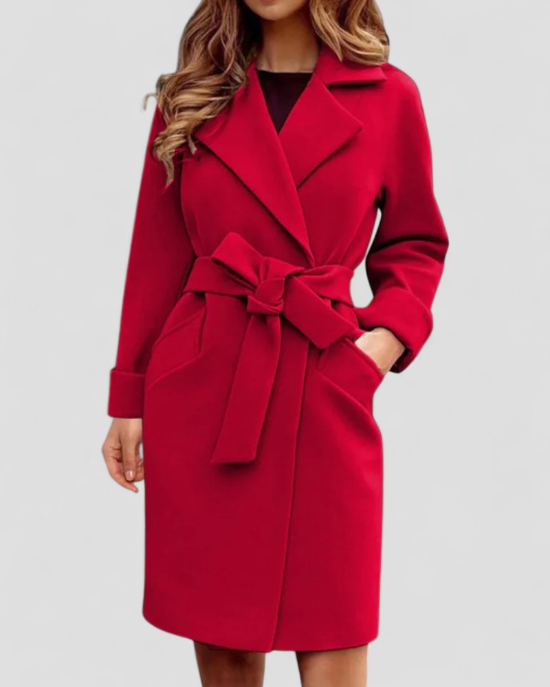 Elarova | Eleganter karierter Wintermantel mit Schnürung für Damen