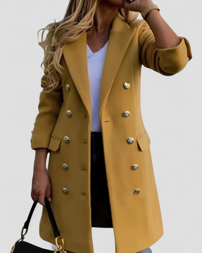 Elarova | Eleganter langer Wollmantel für Damen