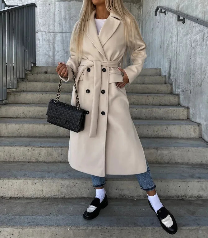 Elarova | Eleganter warmer langer doppelreihiger