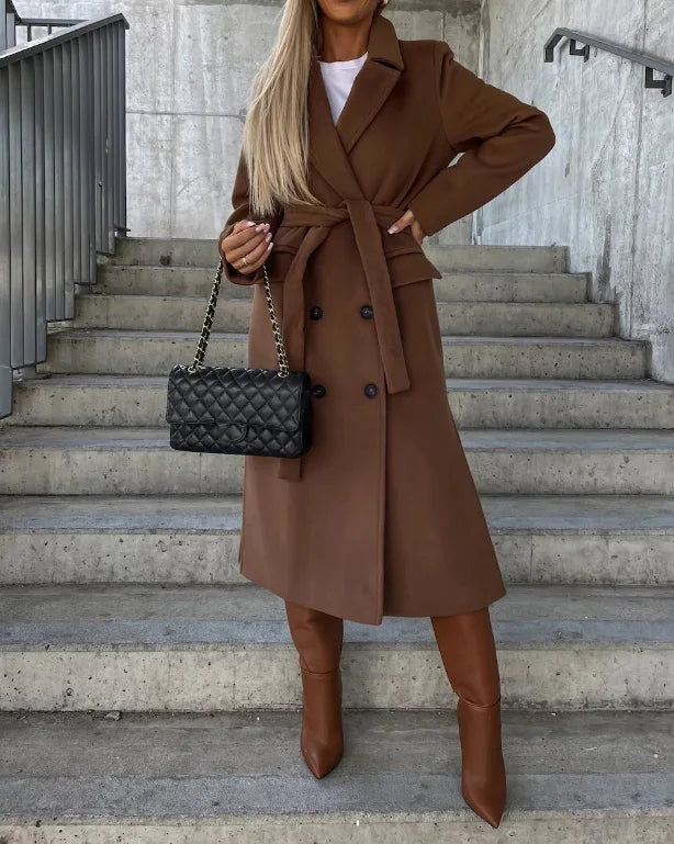 Elarova | Eleganter warmer langer doppelreihiger