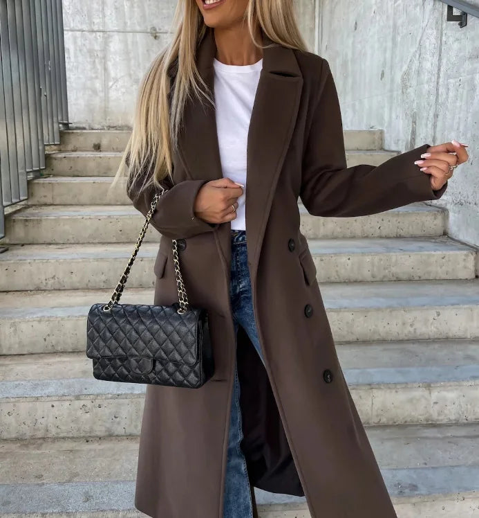 Elarova | Eleganter warmer langer doppelreihiger