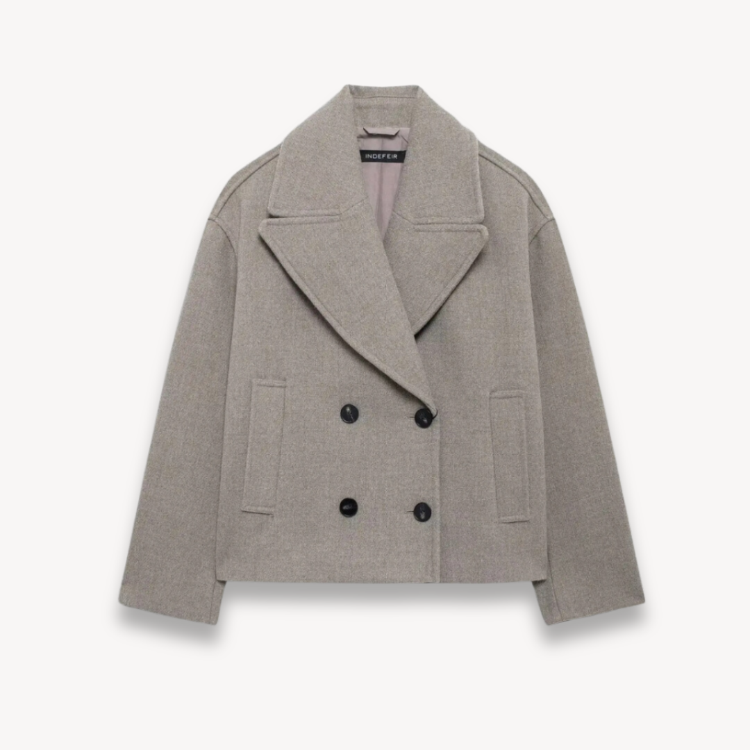 Elarova | Eleganter zweireihiger Wollmantel für Damen