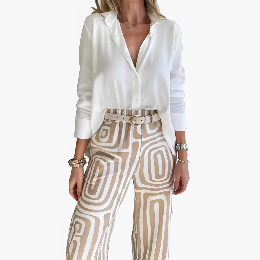 Elarova | Elegantes Damen Hosenanzug Set aus Leinen