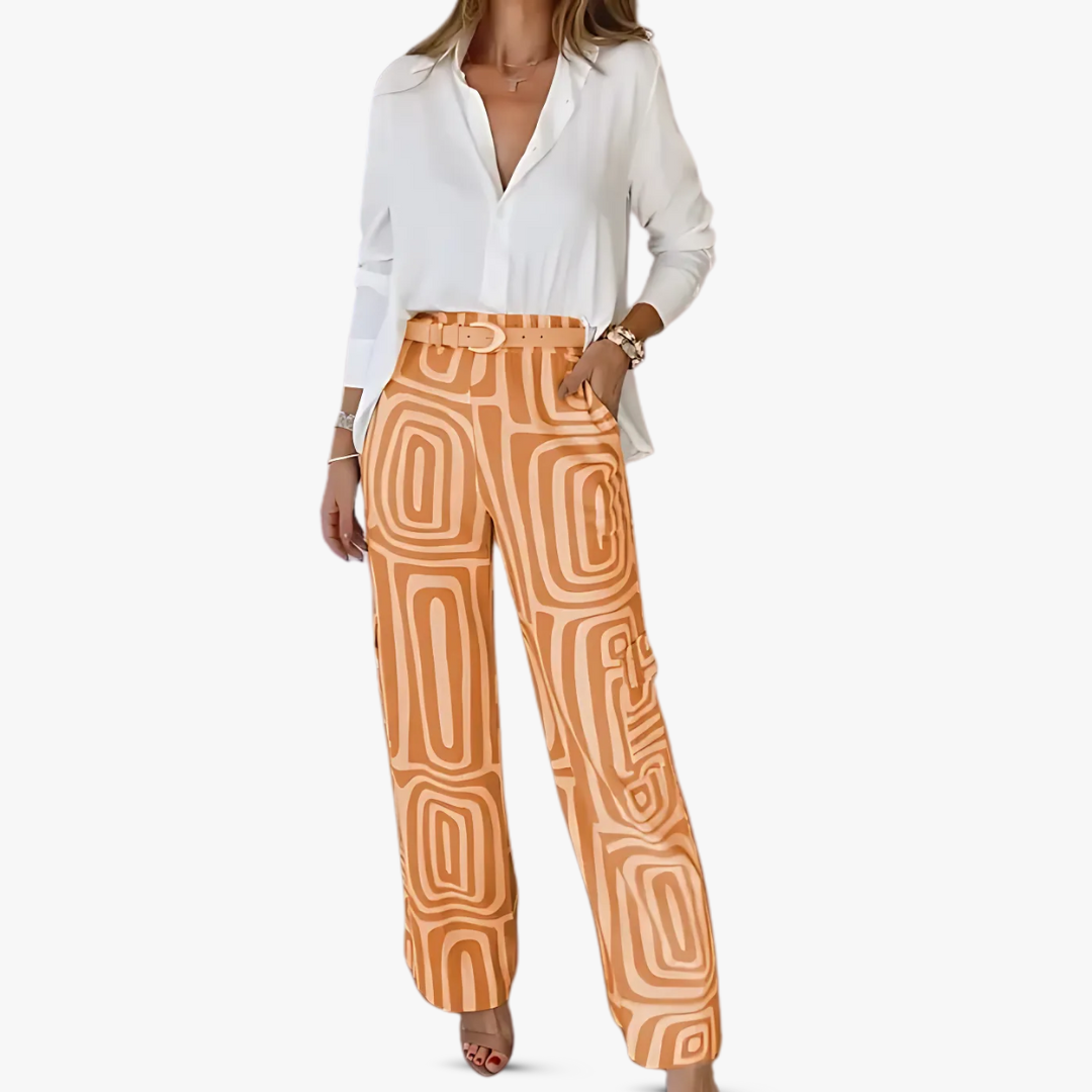 Elarova | Elegantes Damen Hosenanzug Set aus Leinen