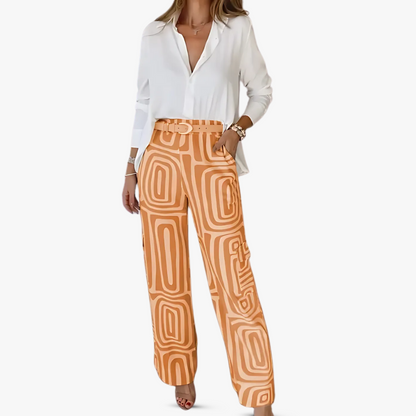 Elarova | Elegantes Damen Hosenanzug Set aus Leinen