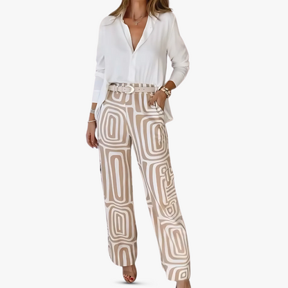 Elarova | Elegantes Damen Hosenanzug Set aus Leinen