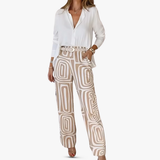 Elarova | Elegantes Damen Hosenanzug Set aus Leinen