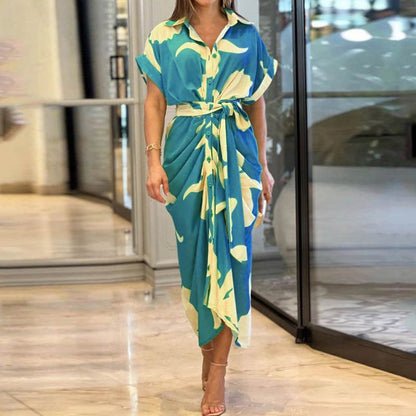Elarova: Elegantes Kurzarm-Blusenkleid mit Blumenmuster