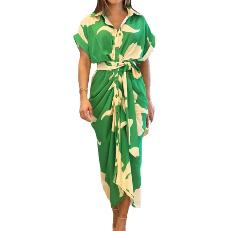 Elarova: Elegantes Kurzarm-Blusenkleid mit Blumenmuster
