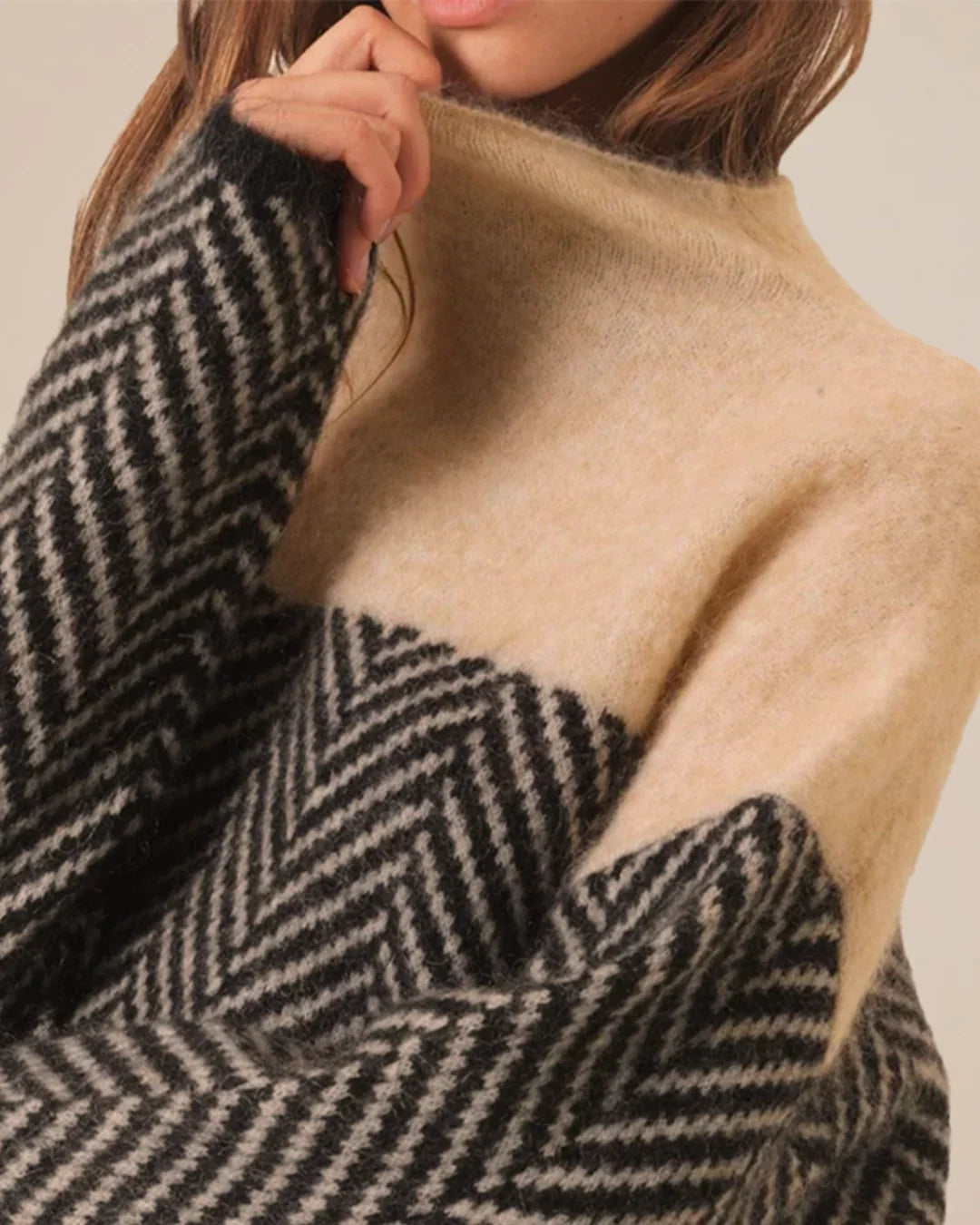 Elarova | Farbblock Rollkragenpullover für Damen