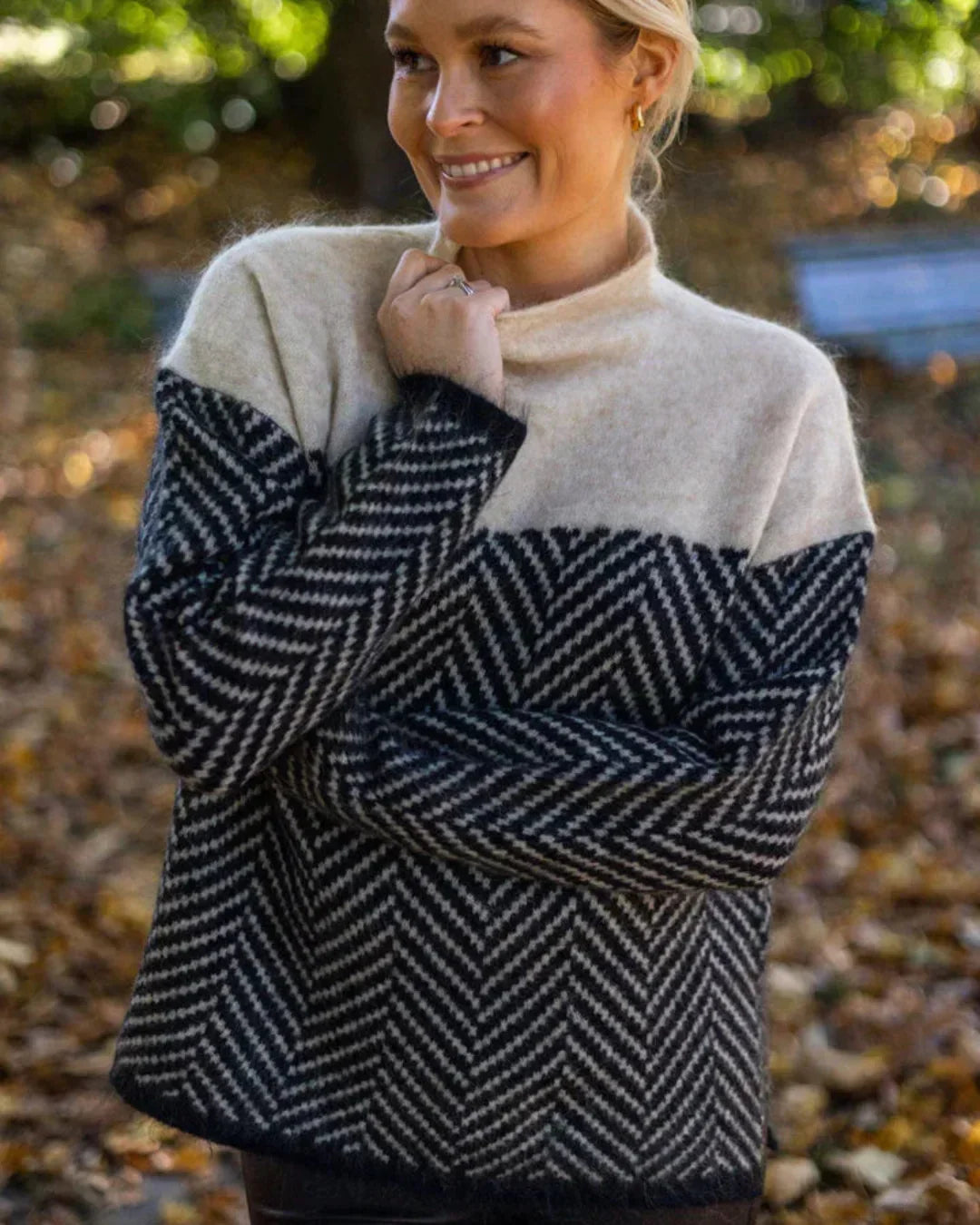 Elarova | Farbblock Rollkragenpullover für Damen