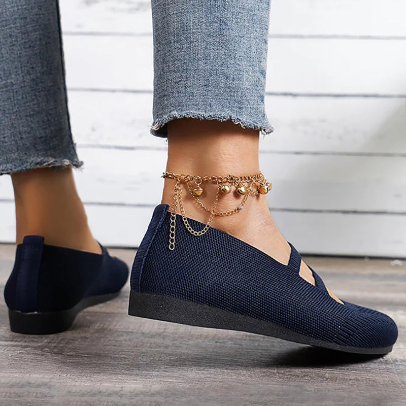 Elarova | Flache Slipper Mit Riemen Über Dem Spann Und Flacher Sohle Für Damen