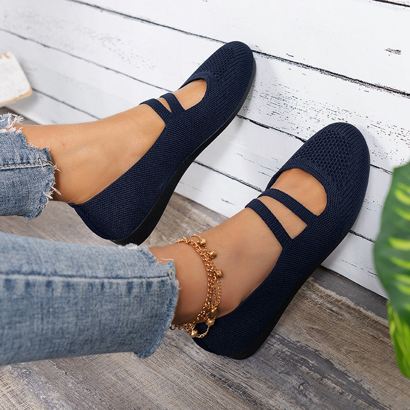 Elarova | Flache Slipper Mit Riemen Über Dem Spann Und Flacher Sohle Für Damen