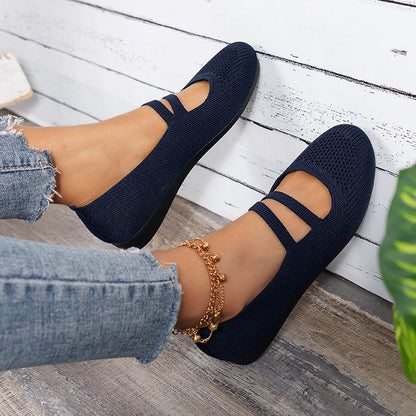 Elarova | Flache Slipper Mit Riemen Über Dem Spann Und Flacher Sohle Für Damen