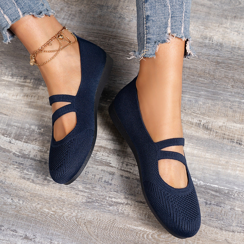 Elarova | Flache Slipper Mit Riemen Über Dem Spann Und Flacher Sohle Für Damen