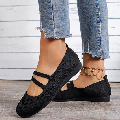 Elarova | Flache Slipper Mit Riemen Über Dem Spann Und Flacher Sohle Für Damen