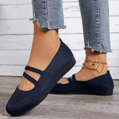 Elarova | Flache Slipper Mit Riemen Über Dem Spann Und Flacher Sohle Für Damen