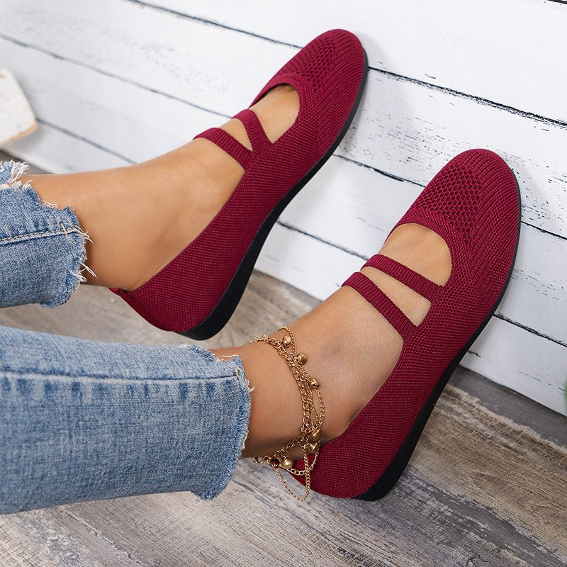 Elarova | Flache Slipper Mit Riemen Über Dem Spann Und Flacher Sohle Für Damen