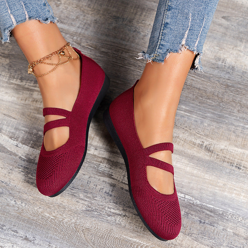 Elarova | Flache Slipper Mit Riemen Über Dem Spann Und Flacher Sohle Für Damen