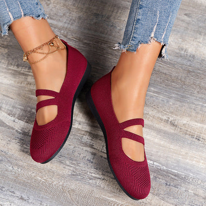 Elarova | Flache Slipper Mit Riemen Über Dem Spann Und Flacher Sohle Für Damen
