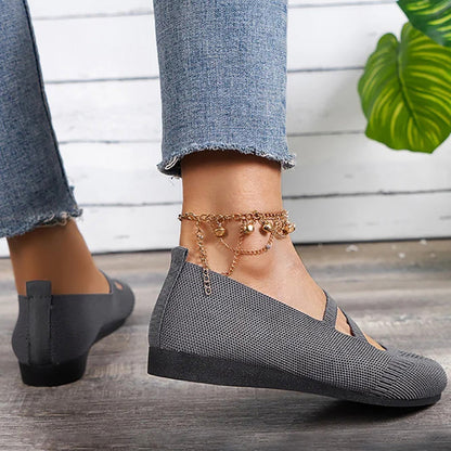 Elarova | Flache Slipper Mit Riemen Über Dem Spann Und Flacher Sohle Für Damen