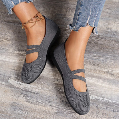Elarova | Flache Slipper Mit Riemen Über Dem Spann Und Flacher Sohle Für Damen