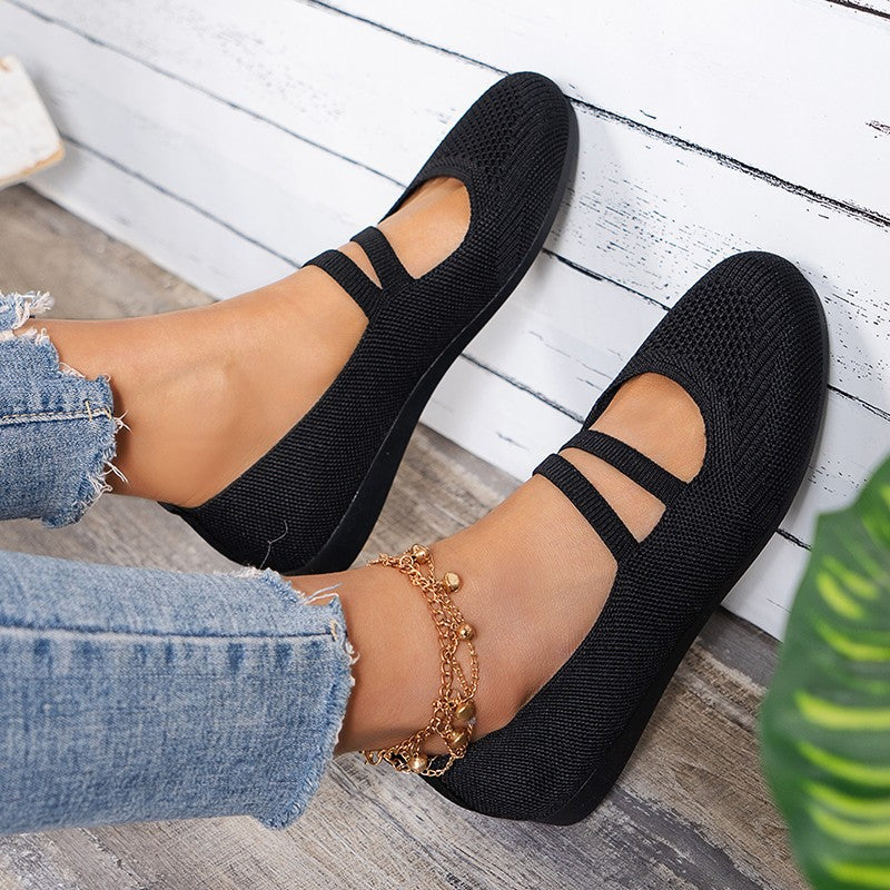 Elarova | Flache Slipper Mit Riemen Über Dem Spann Und Flacher Sohle Für Damen