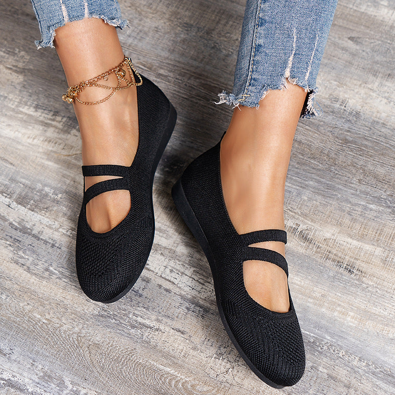Elarova | Flache Slipper Mit Riemen Über Dem Spann Und Flacher Sohle Für Damen