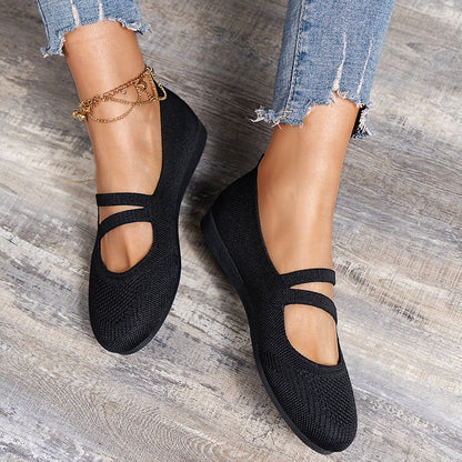 Elarova | Flache Slipper Mit Riemen Über Dem Spann Und Flacher Sohle Für Damen