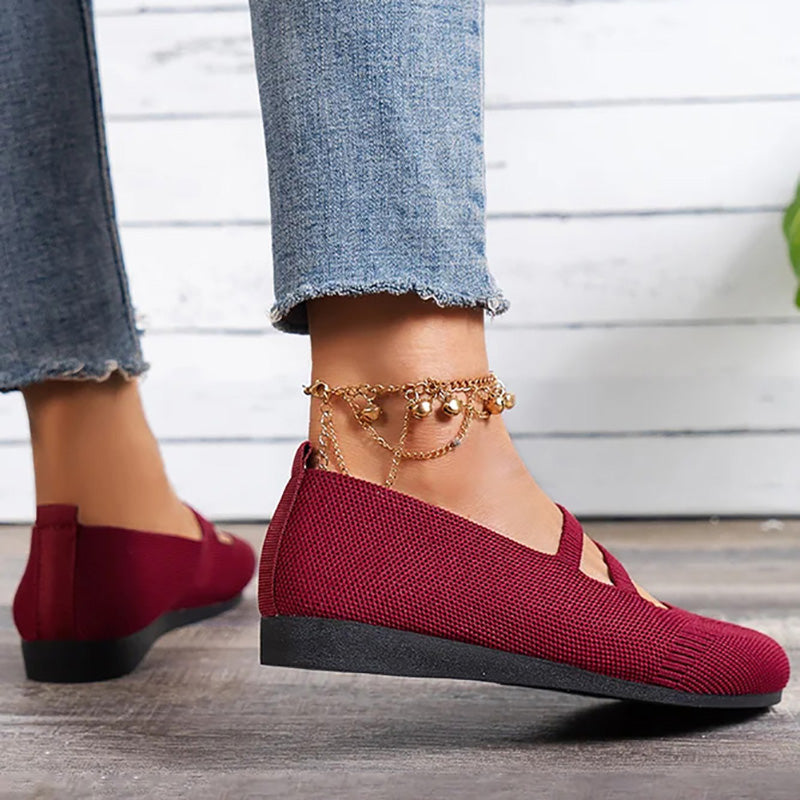 Elarova | Flache Slipper Mit Riemen Über Dem Spann Und Flacher Sohle Für Damen