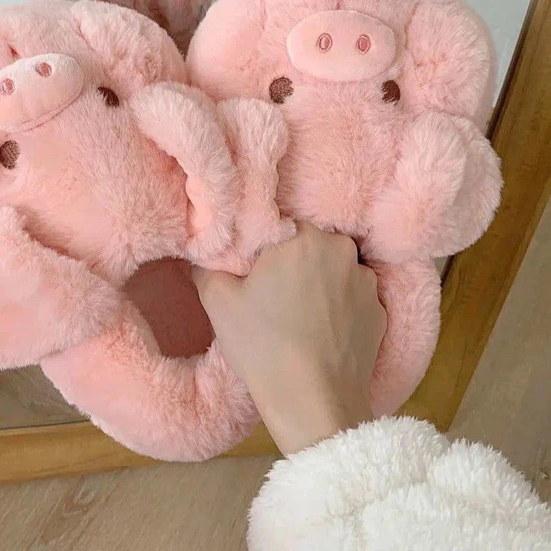 Elarova | Flauschige Schwein Hausschuhe