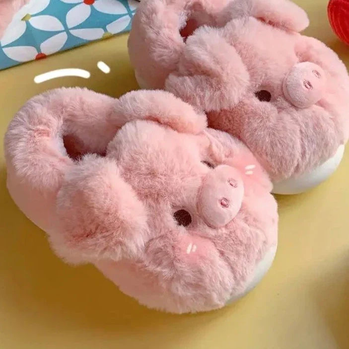 Elarova | Flauschige Schwein Hausschuhe