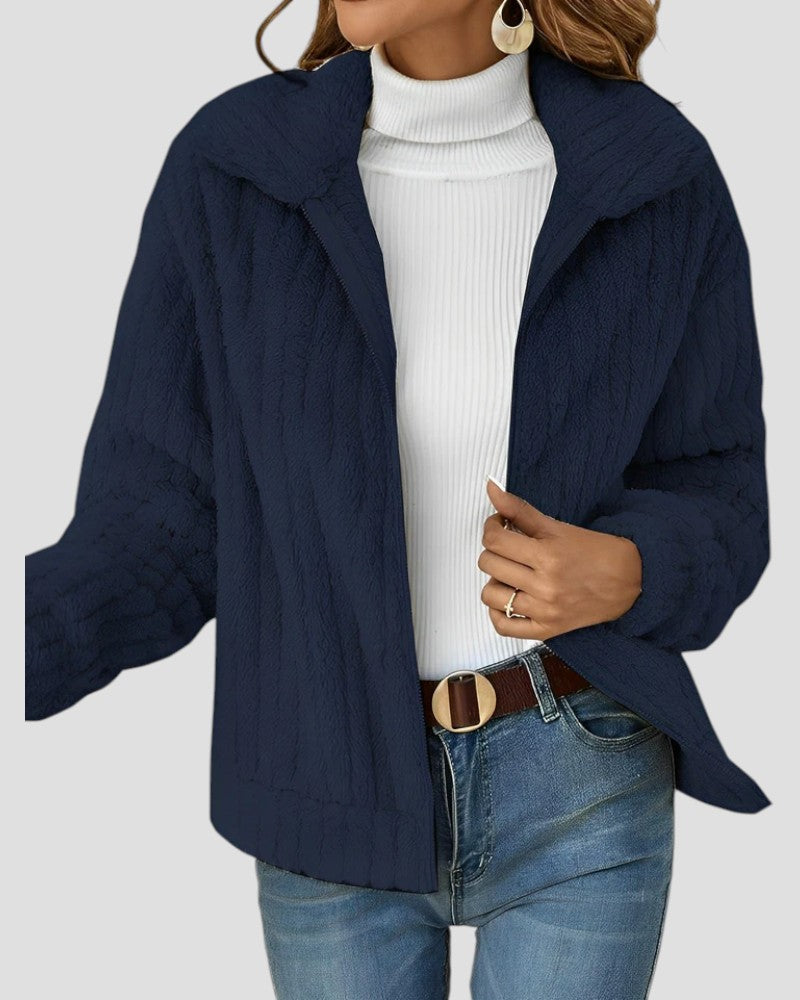 Elarova | Flauschiger Wintermantel aus Samt für Damen