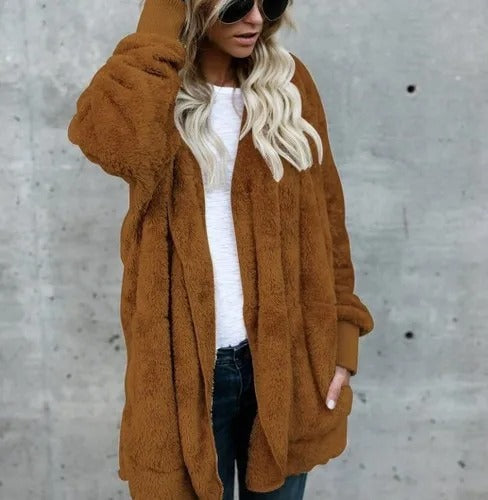 Elarova | FleeceCardigan | Superweicher lässiger FleeceCardigan mit Kapuze für Damen