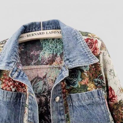 Elarova | Florale Patchwork Jeansjacke Vintage Boho Streetwear