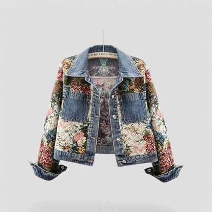Elarova | Florale Patchwork Jeansjacke Vintage Boho Streetwear
