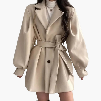 Elarova | Frauen Trenchcoat mit Gürtel und Puffärmeln