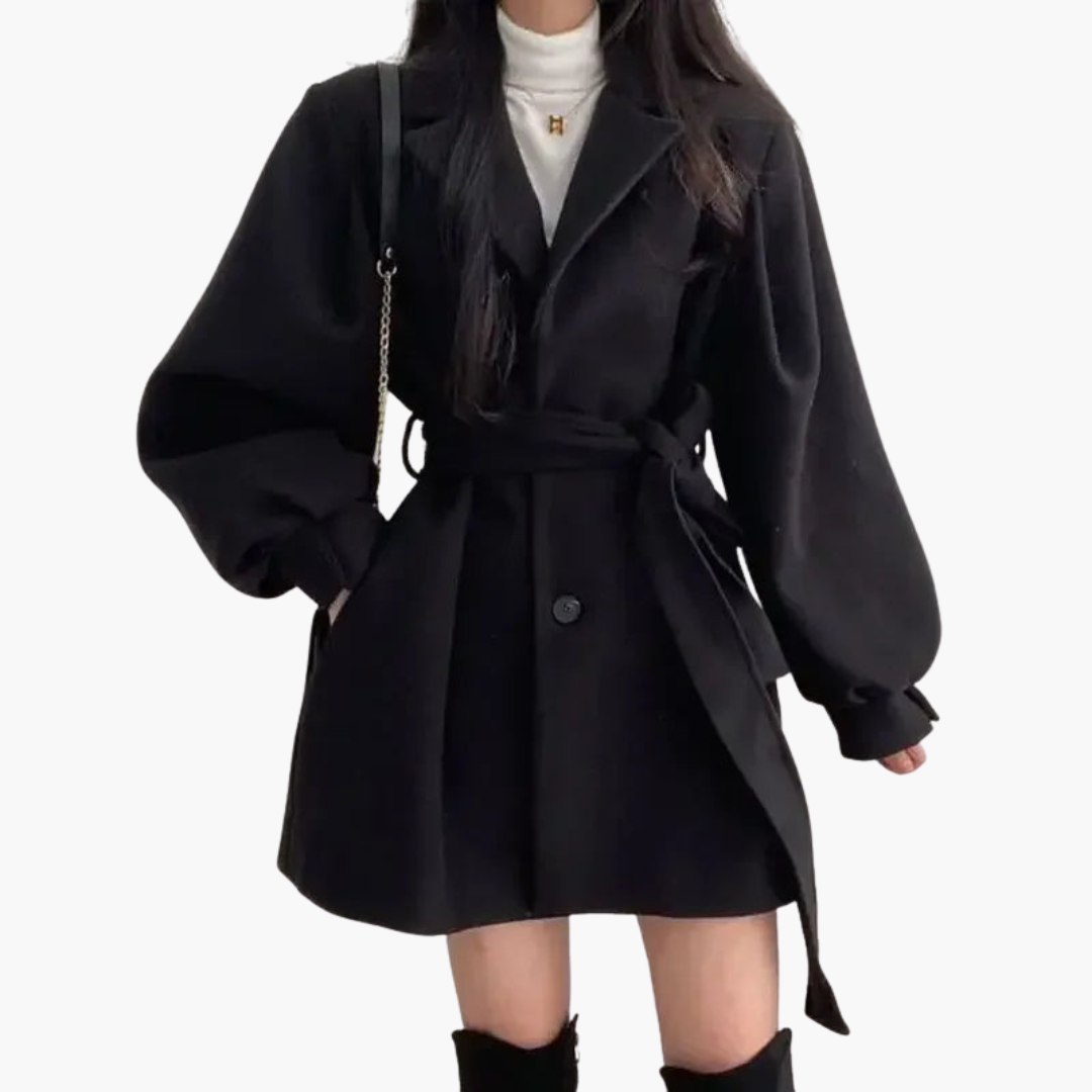 Elarova | Frauen Trenchcoat mit Gürtel und Puffärmeln
