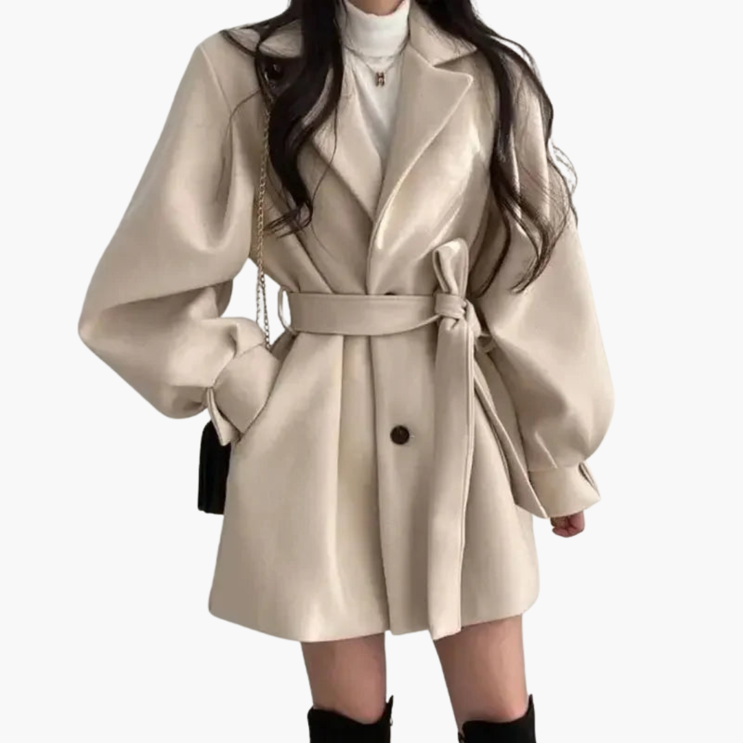 Elarova | Frauen Trenchcoat mit Gürtel und Puffärmeln