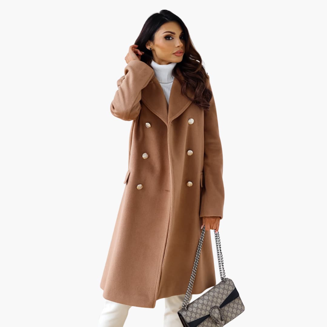 Elarova | Frauen Trenchcoat mit doppelreihiger Knopfleiste und Reverskragen