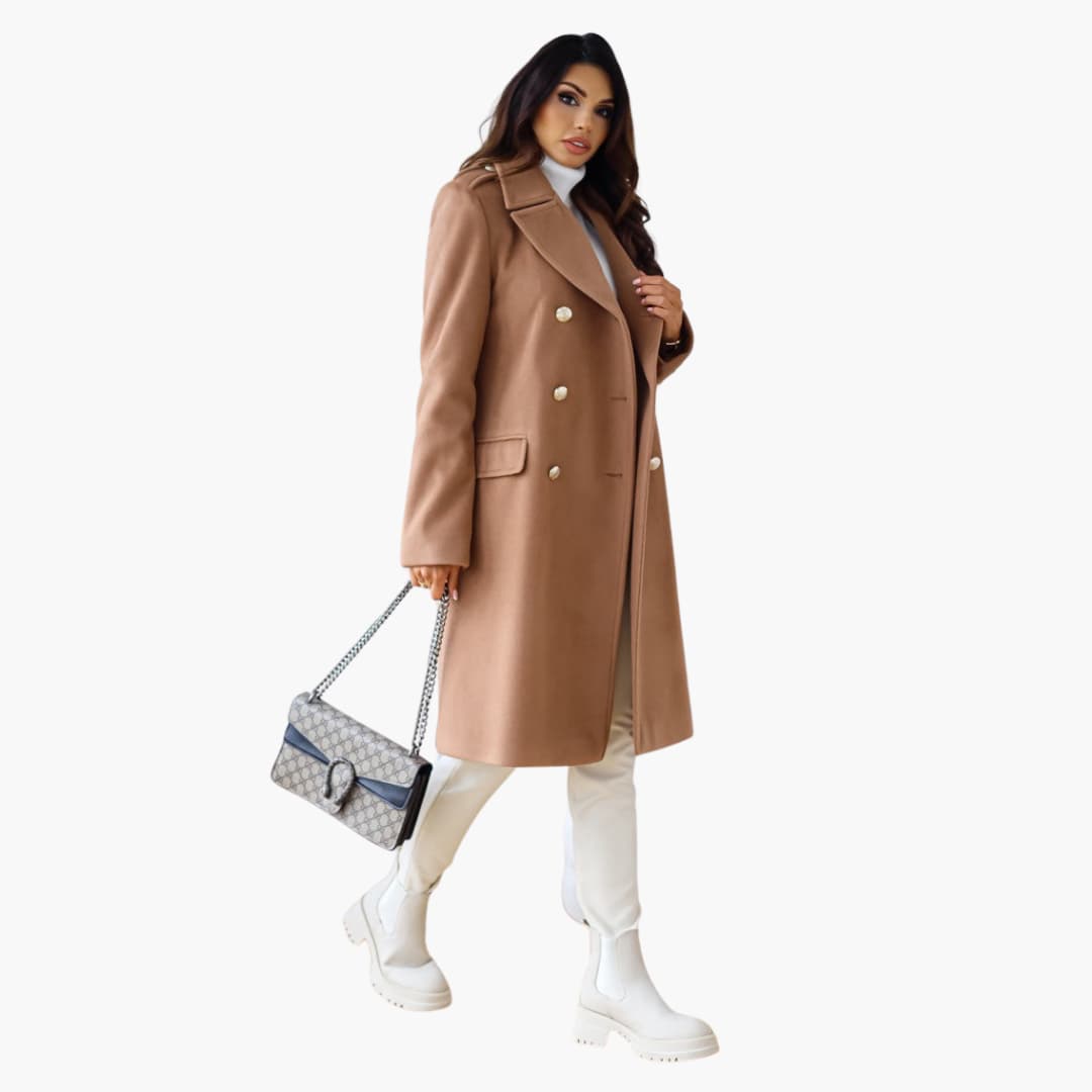 Elarova | Frauen Trenchcoat mit doppelreihiger Knopfleiste und Reverskragen