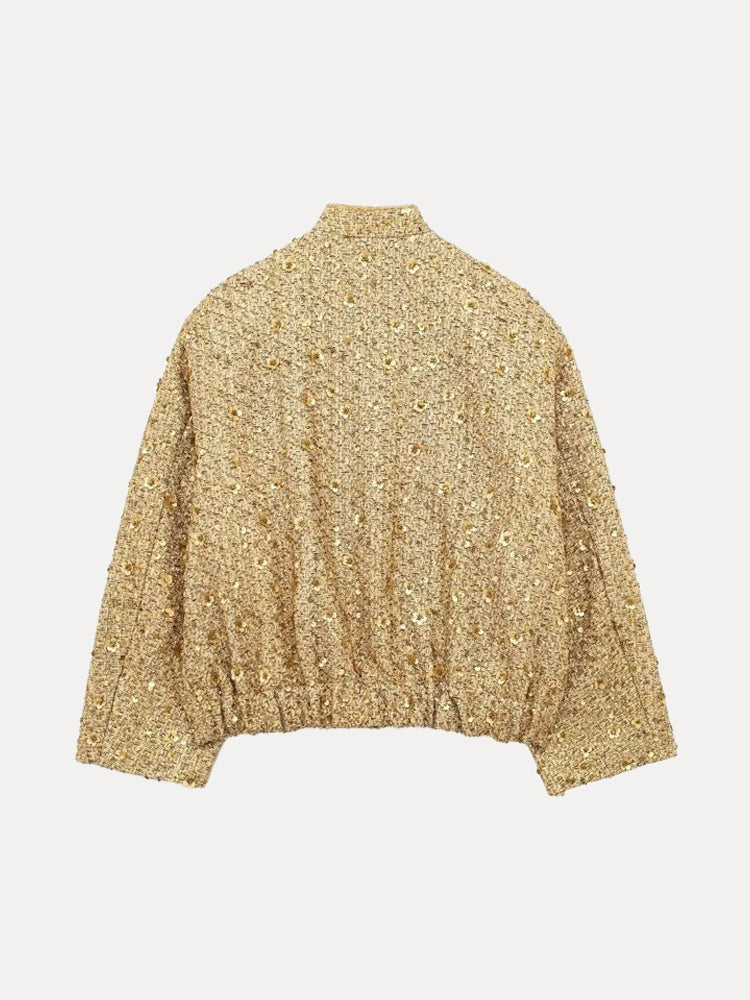 Elarova | Freizeit Bomberjacke mit goldenen Pailletten